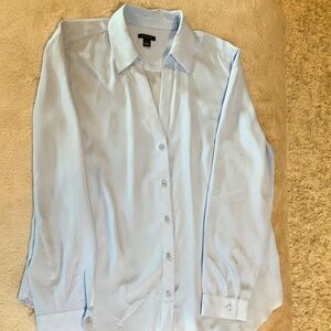 Ann Taylor Blue L Essential Shirt Classic Essential Normcore Scandi Girl Office